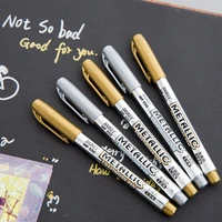 2pcslot diy metallic waterproof permanent paint marker pens gold and silver for drawing students supplies marker craftwork pen