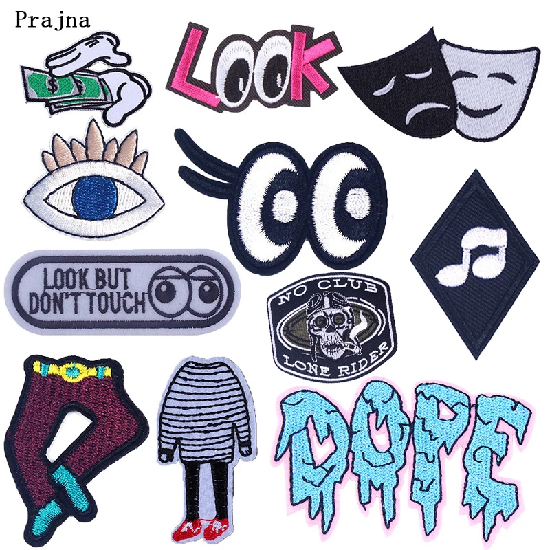 Нашивки со слоганом в черно-белых глазах нашивки для утюга одежды аксессуары