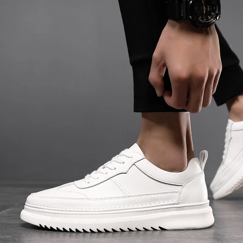 Дизайнерские мужские белые туфли оригинальные однотонные высококачественные