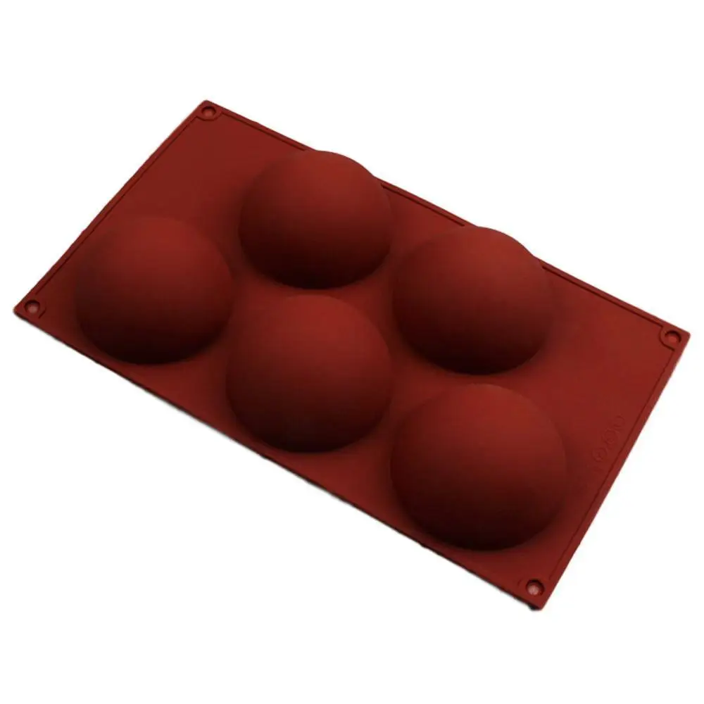 

5 Hole Semi-Sphere Round Silicone Mold Hot Chocolate Candy Pudding Ice Cake Baking DIY Mould Mold Soap Bombs Accessories Je G8X5