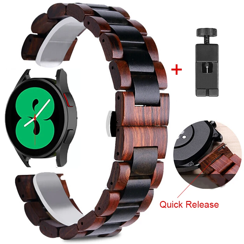 

20 22MM Wood Strap For Samsung Galaxy Watch 4 Classic 46mm 42mm Bracelet Watchbands For Galaxy Watch4 44mm 40mm Correa Wristband