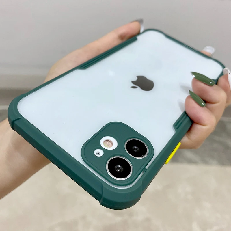 Luxury Airbag Shockproof Clear Case For iPhone 13 12 11 Pro Max Mini iPhone X XS XR 7 8 Plus SE 2020 Transparent Silicone Cover