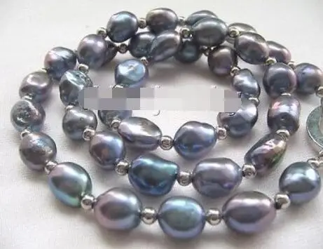 

P7752 - 18" 8-9mm natural black baroque freshwater pearl necklace