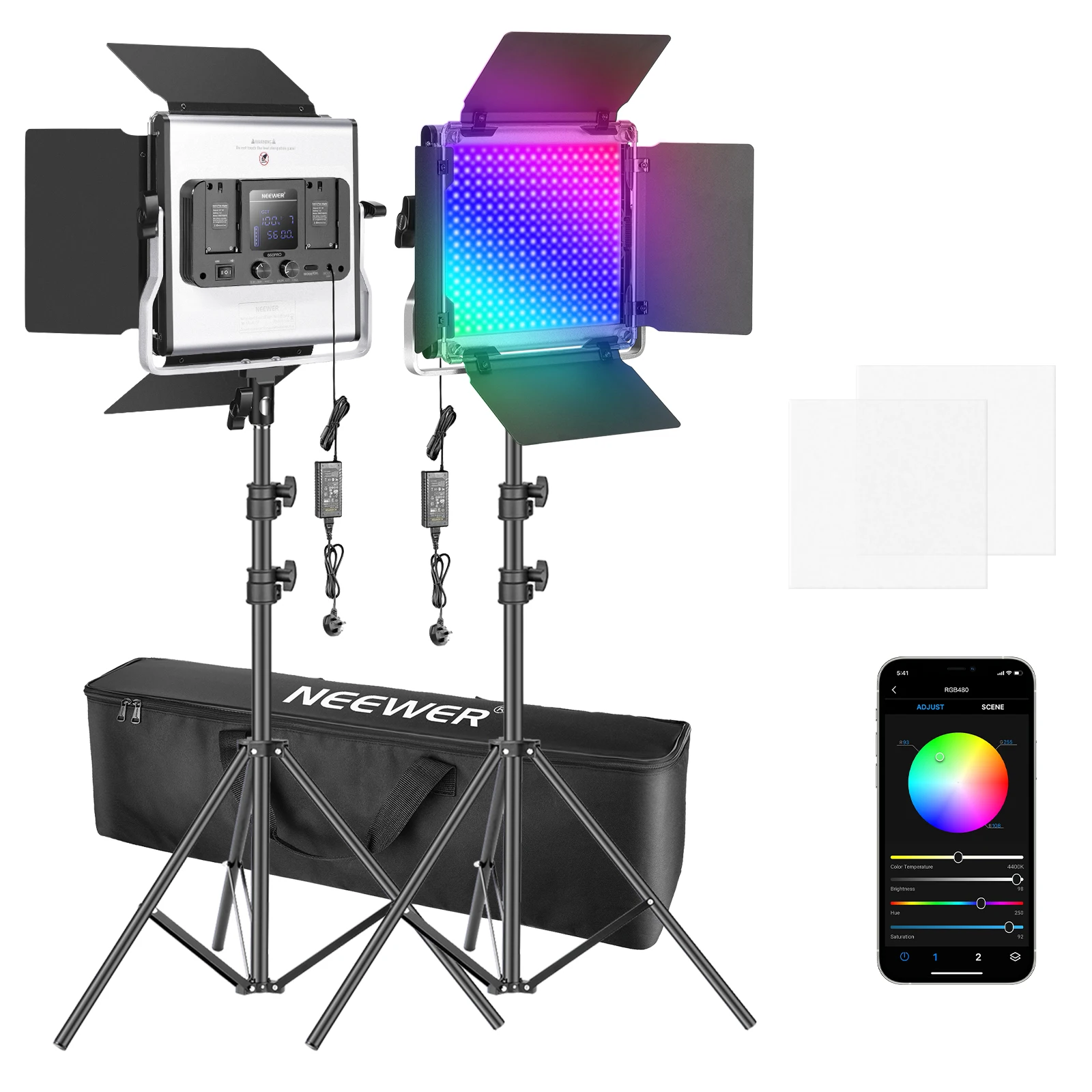 Neewer 2 или 3 пакета 480 RGB Светодиодный светильник с приложением управления Фото