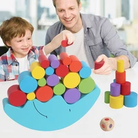 montessori wooden toy moon balance game wooden building blocks children educational toy colorful stack tower baby gift