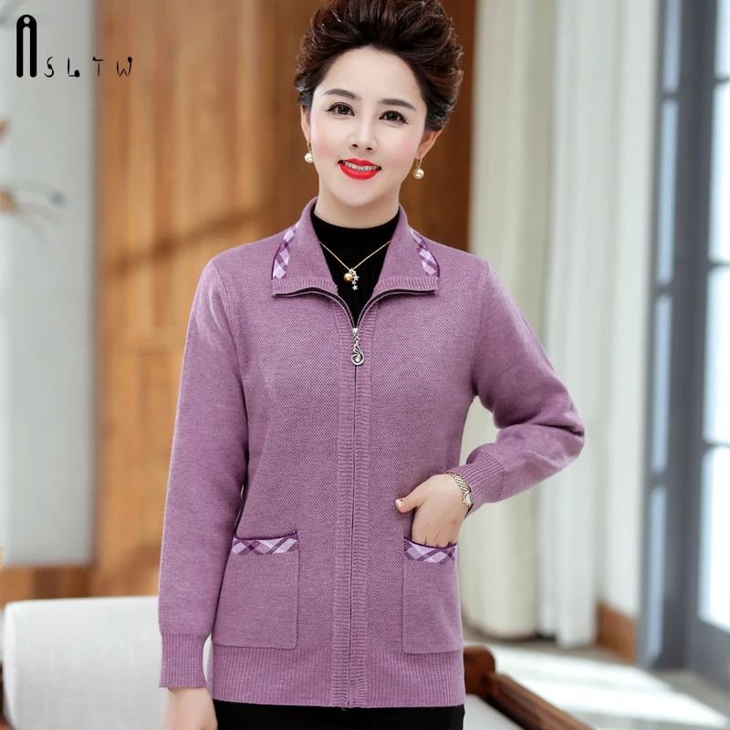 ASLTW кардиган с лацканами свитер пальто новинка Осень-зима на молнии для женщин