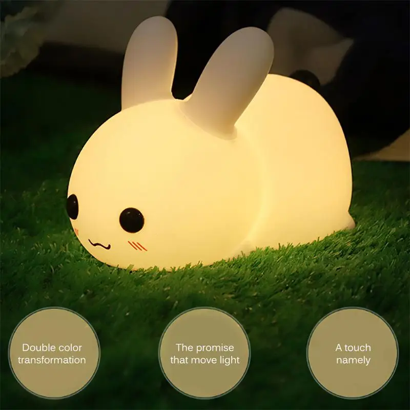 

Night Light Silica Gel Led Small Usb Charging Cute Rabbit Patted Light for Children Wake Up Light Sleep Light Christmas for Home