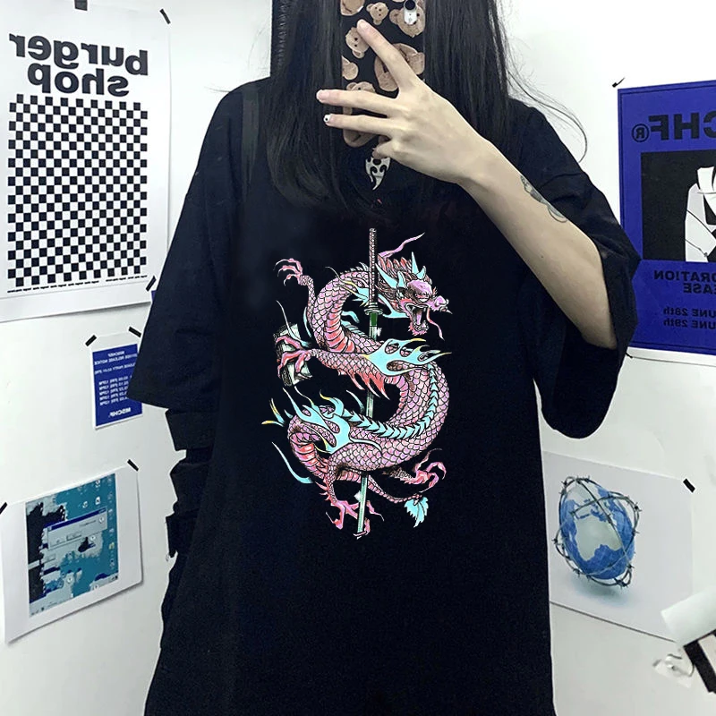 % 100 katoen zomer mode casual katoenen T-shirt grappige cartoon jaren 90 Koreaanse esthetiek Harajuku Ullzang retro graphics | Женская
