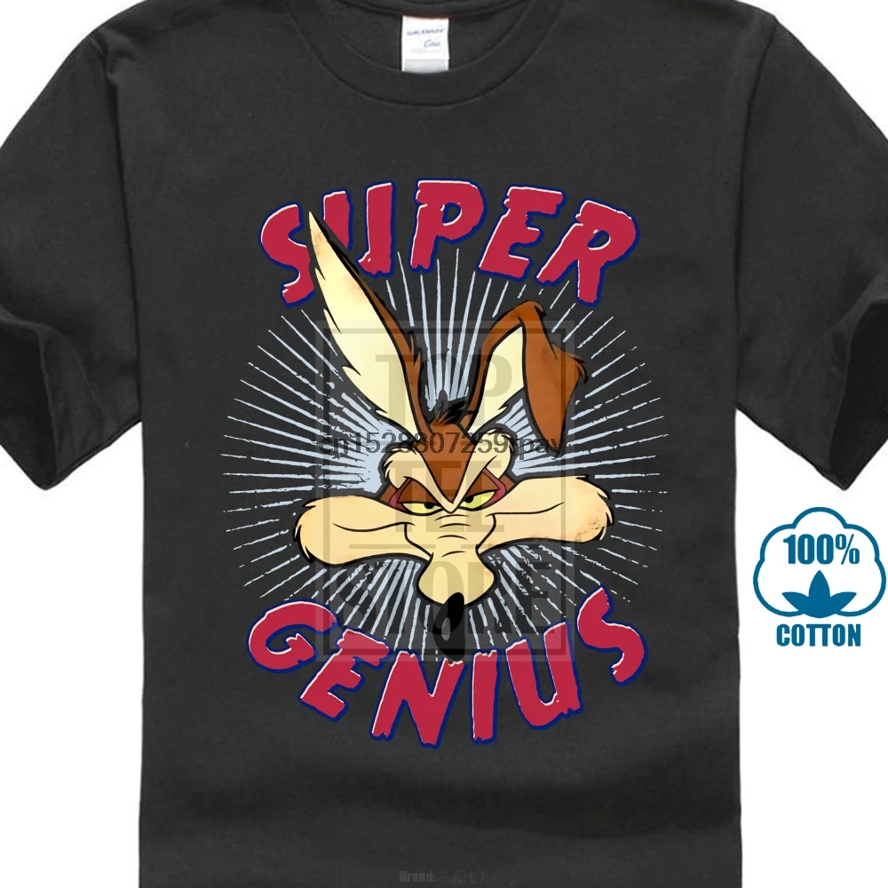 Wile E Coyote Super Genius Looney ttes официальный Roadrunner серая мужская футболка крутая