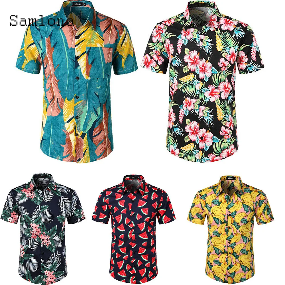 Mens Elegant Leisure Blouse Short Sleeve Flower Print Casual Shirt 2021 Summer Beach Shirt blusas Homme Ropa Sexy Men Clothing
