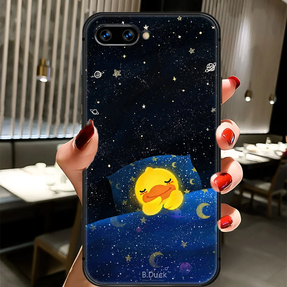 

Cartoon Cute Yellow Duck B Phone Case Cover Hull For HUAWEI Honor 8 8c 8a 8x 9 9a 9x V10 MATE 10 20 I Lite Pro black Bumper