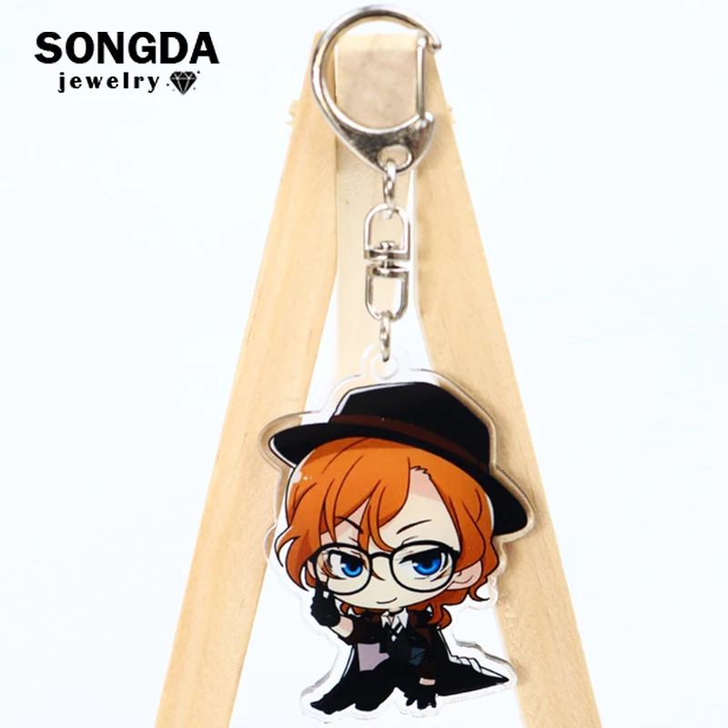

Anime Keychain Bungou Stray Dogs Transparent Double Sided Acrylic Keyring Figure Shape Pendant Man Women Key Cute Accessory Gift