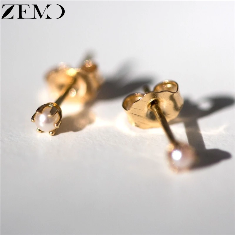 ZEMO женские золотые мини серьги-гвоздики &quotПланета&quot серьги минималистичные с