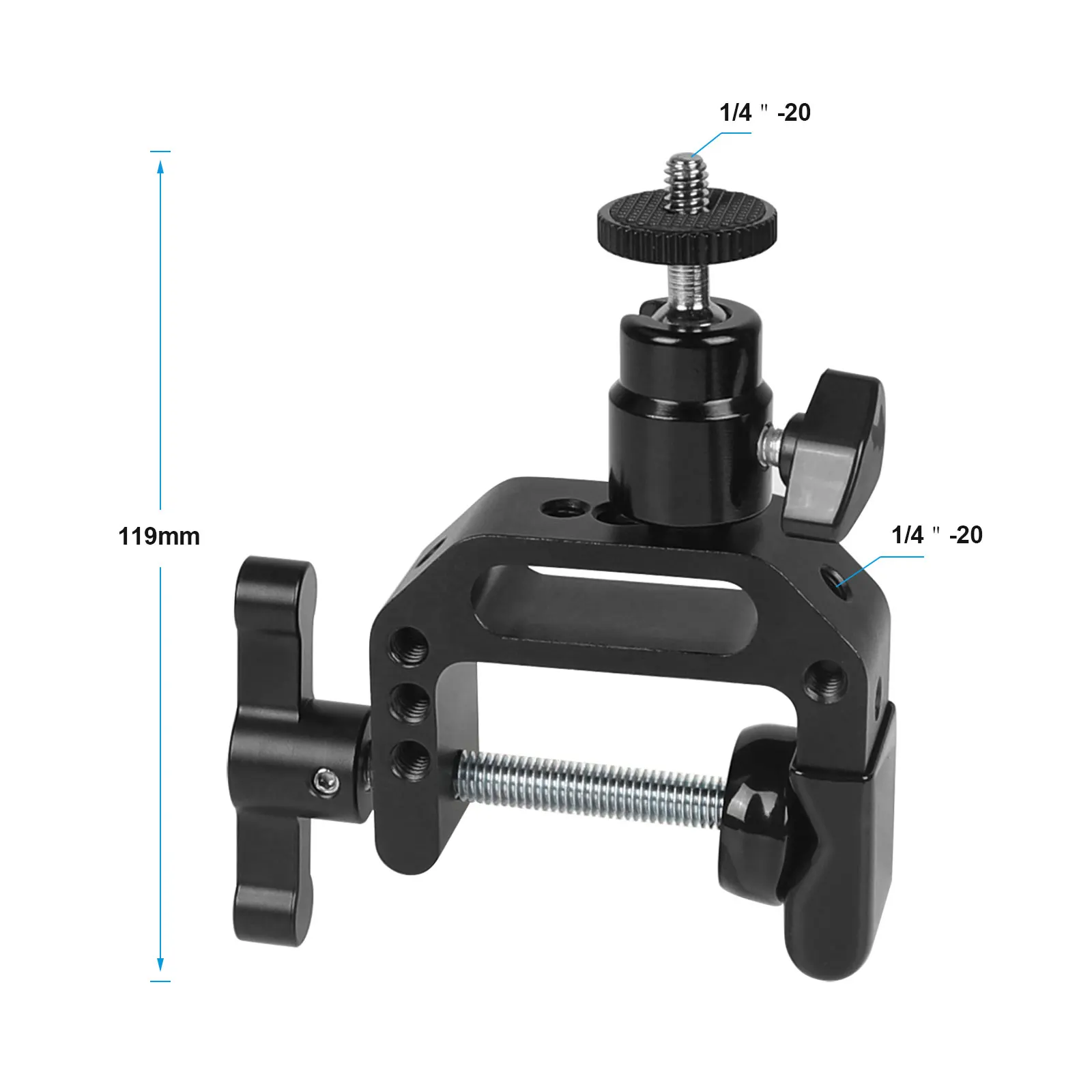 Kayulin Heavy-duty C Clamp Grip with 1/4&quot-20 Ball Head Support Holder (Black Locking Knob) | Электроника