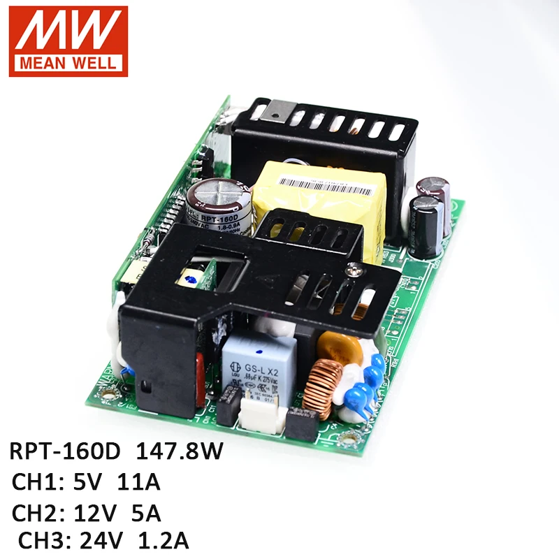 RPT 160D MEAN WELL 147 Вт тройной выход медицинский импульсный источник питания 110 В/220 В