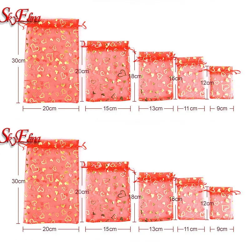 Золотое любовное сердце вуаль розовая свадебная сумочка из органзы Подарочные