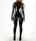 Женский латексный комбинезон для косплея, с молнией сзади через промежность