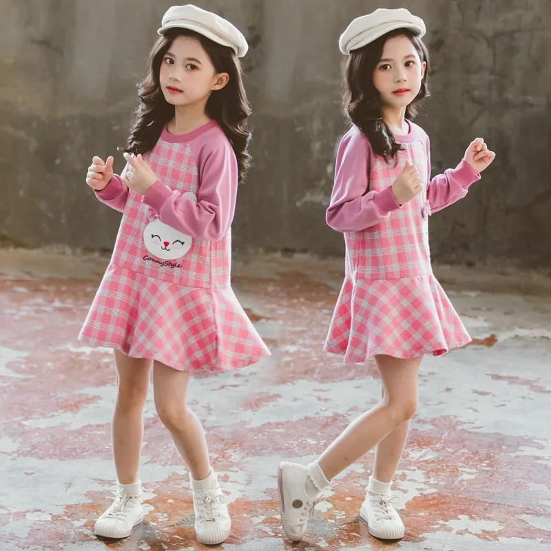 Одежда для детей повседневные платья в клетку девочек-подростков праздничное