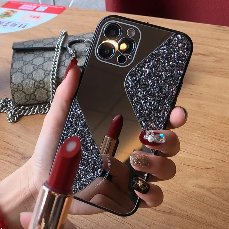 best case for iphone 12 pro max Bling Glitter Makeup Mirror Phone Case For iPhone 12 11 Pro MAX X XS XR 8 7 Plus SE 2 2020 Luxury Silicone Shockproof Cover best case for iphone 12 pro max