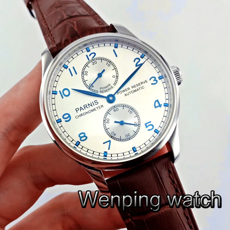 43 мм Parnis автоматические часы запаса мощности механические классические мужские