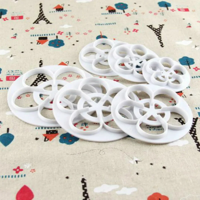 6 шт./компл. в виде лепестков розы цветок Fondant (сахарная) печенье резак сахарные