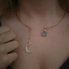 Женское Ожерелье-чокер, с подвеской в виде капли воды и Луны, с кристаллами, 2021