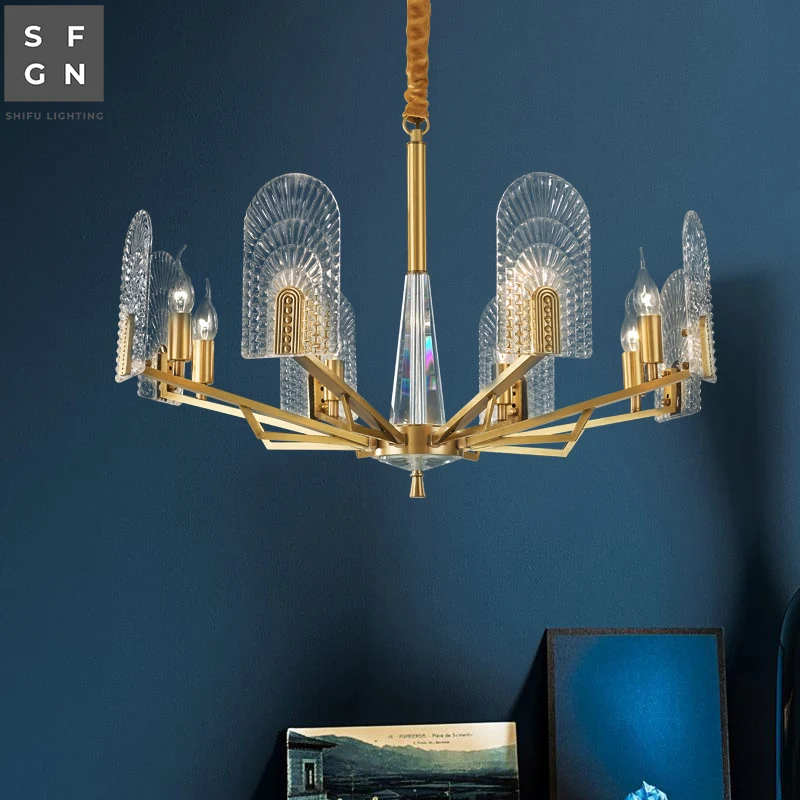 Люстра Светодиодная медная потолосветильник светильник в американском стиле