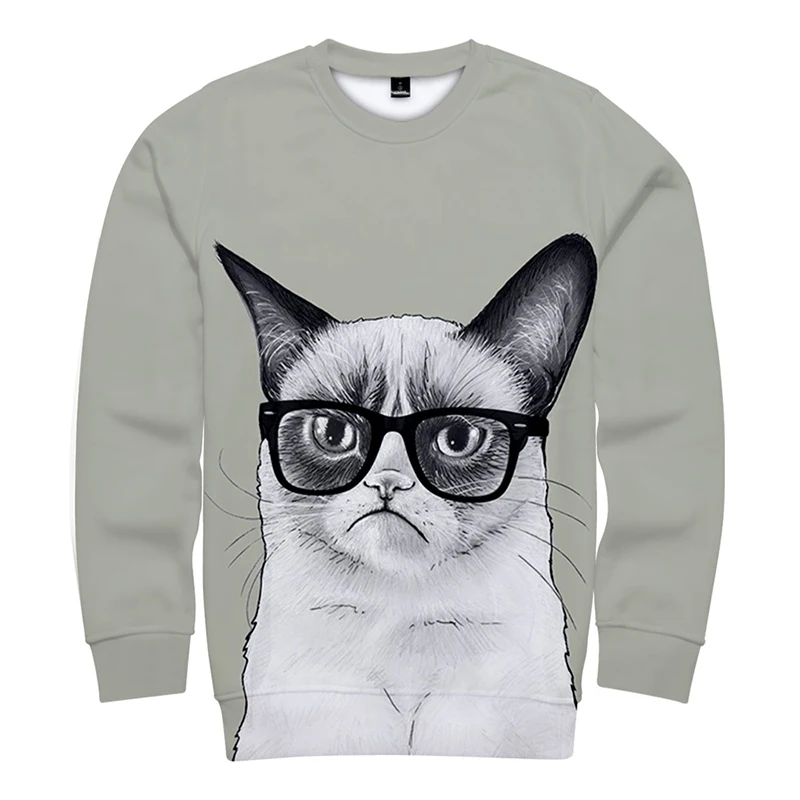 

Christmas Hat Cat Funny 3d Hoodies Pullover Fashion Men Women Capless Sweatshirts Long Sleeve O-neck Unisex Sport 3D Hoodie Tops