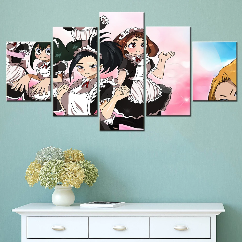 

5 Piece Canvas Painting Japan Cartoon Eight Million Peaches Wall Art Modern Room Decoration Posters On The Wall Home Pictures