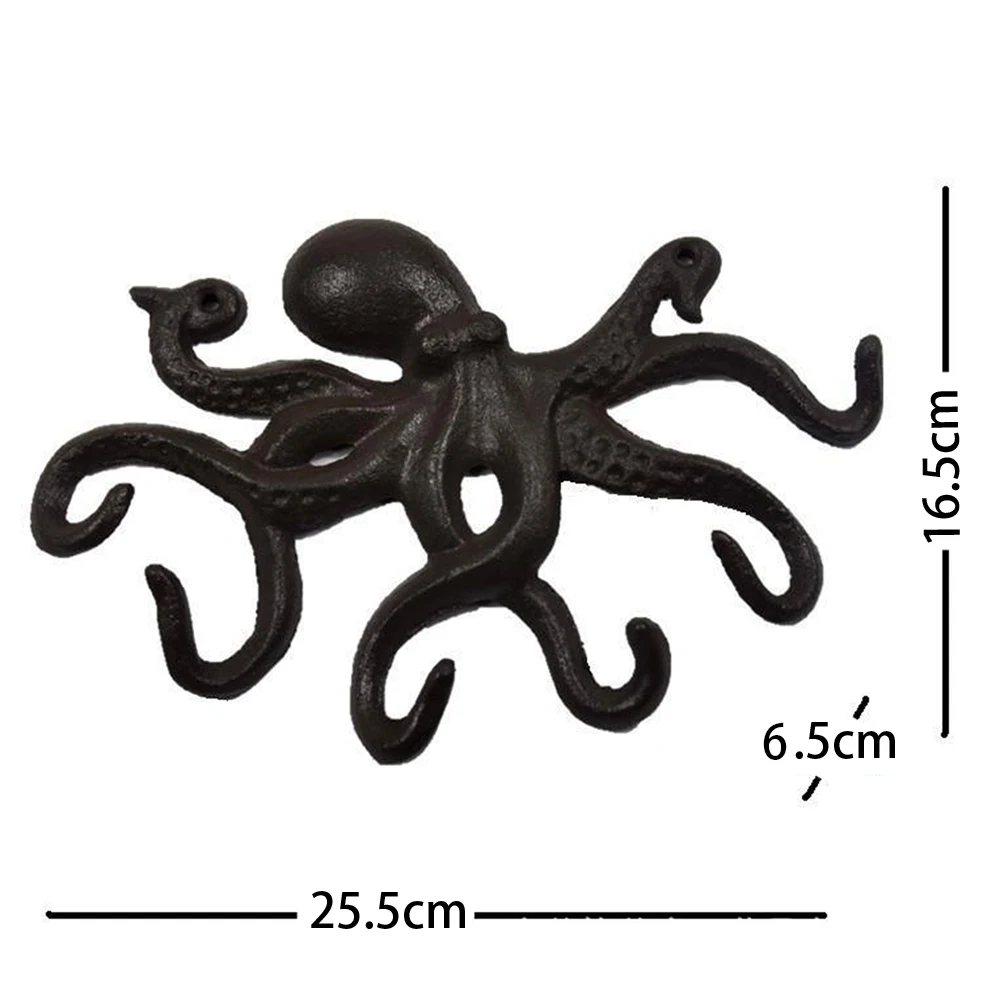 

Storage Bag Decorative Hat Key Hook Cast Iron Home Room Octopus Shape Antique Hanger Wall Mounted Hanging Holder