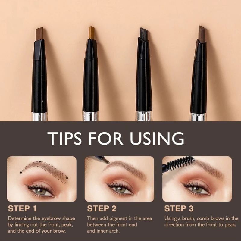 Водостойкий карандаш для бровей с двойной головкой бриллиантовая серебряная