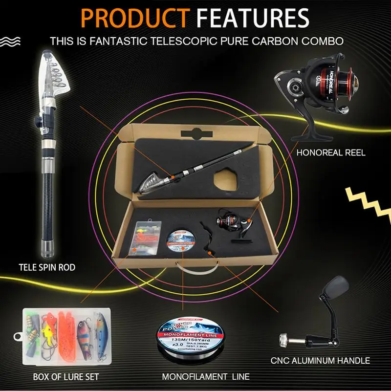 Комбинированная телескопическая удочка и катушка полный комплект спиннинговая