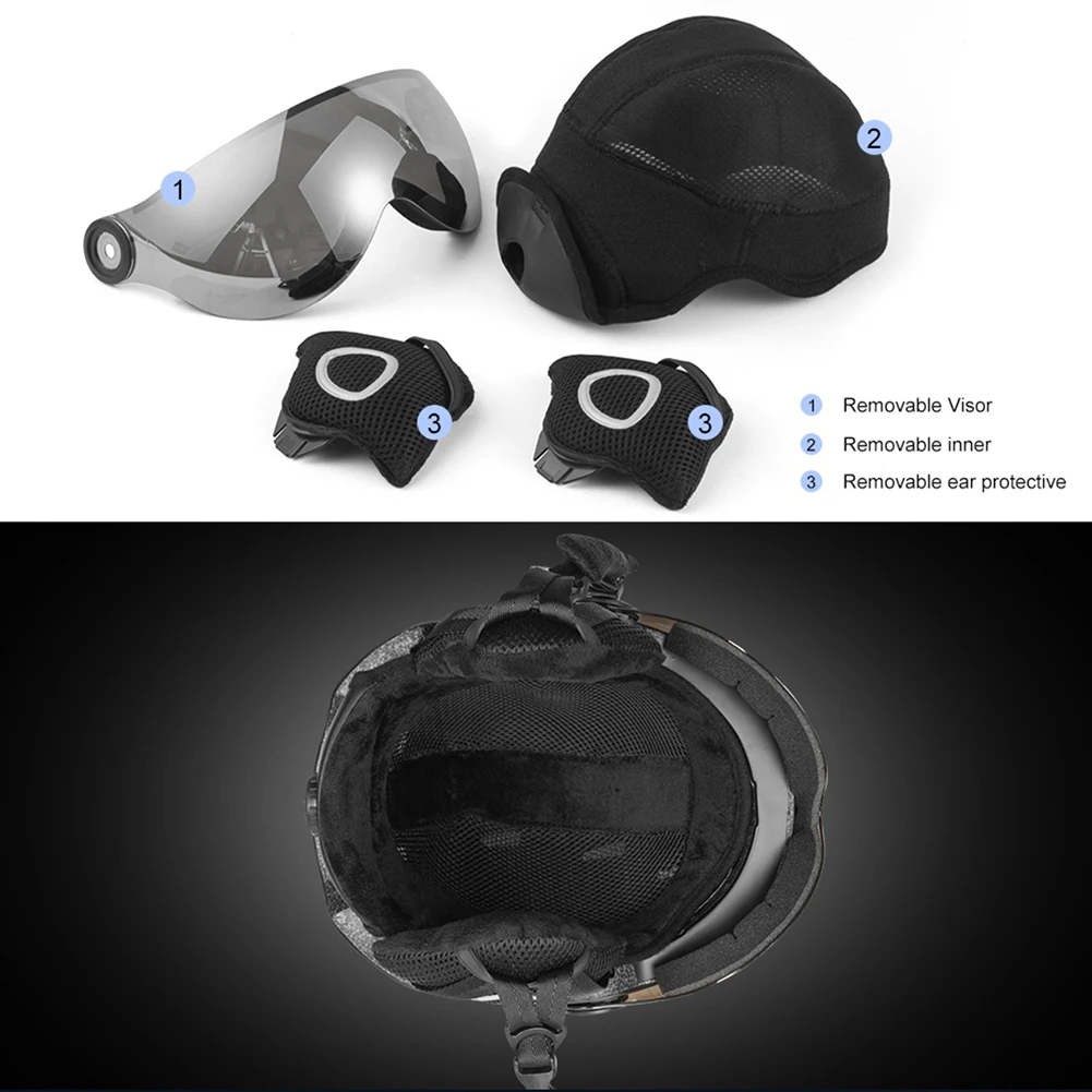 Полузакрытый лыжный шлем с очками козырек для сноуборда зимний Снежный саней