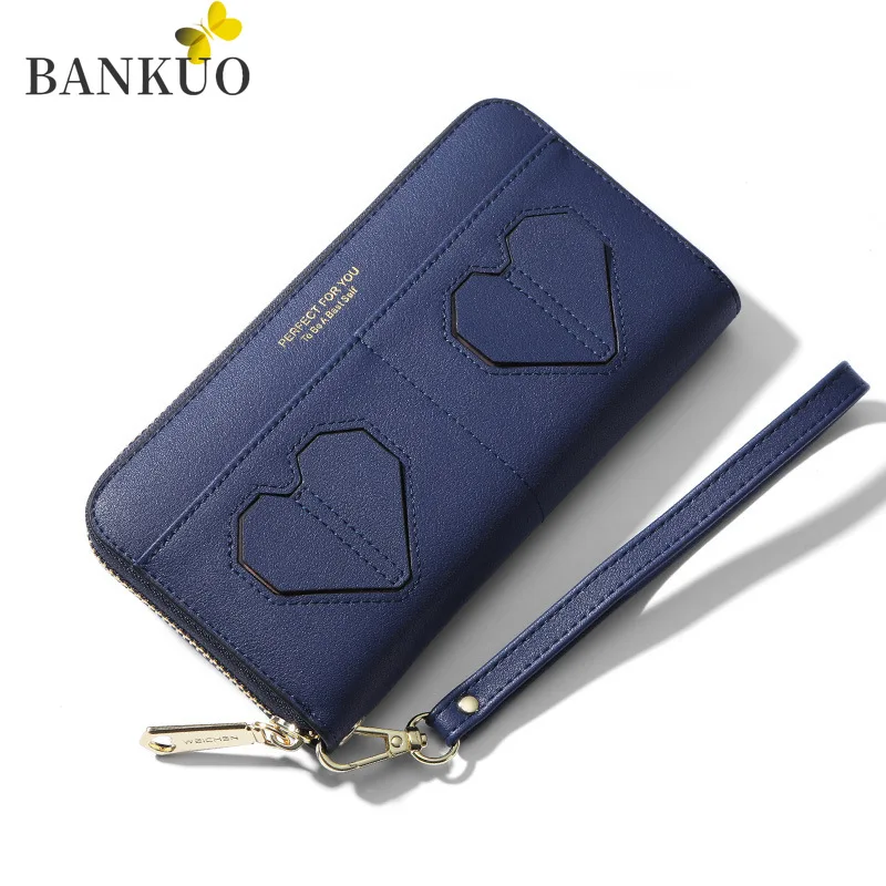 

BANKUO New Women Wallets Classic Female Purse Fashion Long PU Leather Top Quality Card Holder Zipper Casual Wallet for Women X89