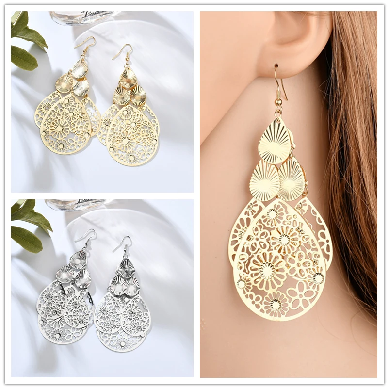 Серьги женские Асимметричные из металлического сплава с овальными лепестками