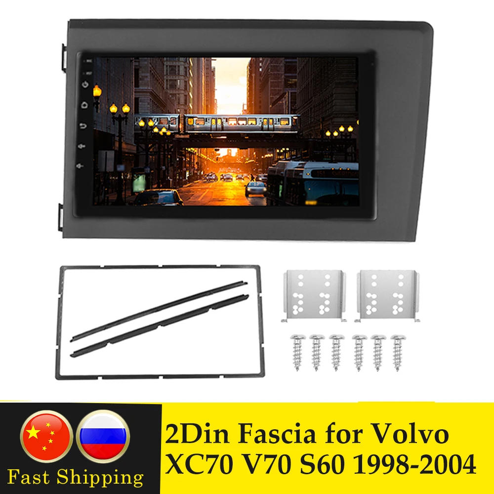 

2 Din Auto Car Radio Frame Fascia Plate Trim Kit For Volvo XC70 V70 S60 1998-2004 Stereo Dashboard Panel Bezel Dash Install Kit