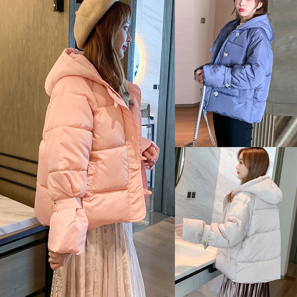 CHAMSGEND короткое пальто с капюшоном для женщин пекарские большие зимние Тяжелая