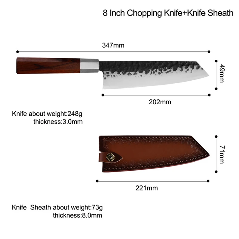 

Sowoll 8 Inch Chef Knife High Carbon Stainless Steel Handmade Forged Sharp Slicing Meat Japan Kiritsuke Chef's Knife With Sheath