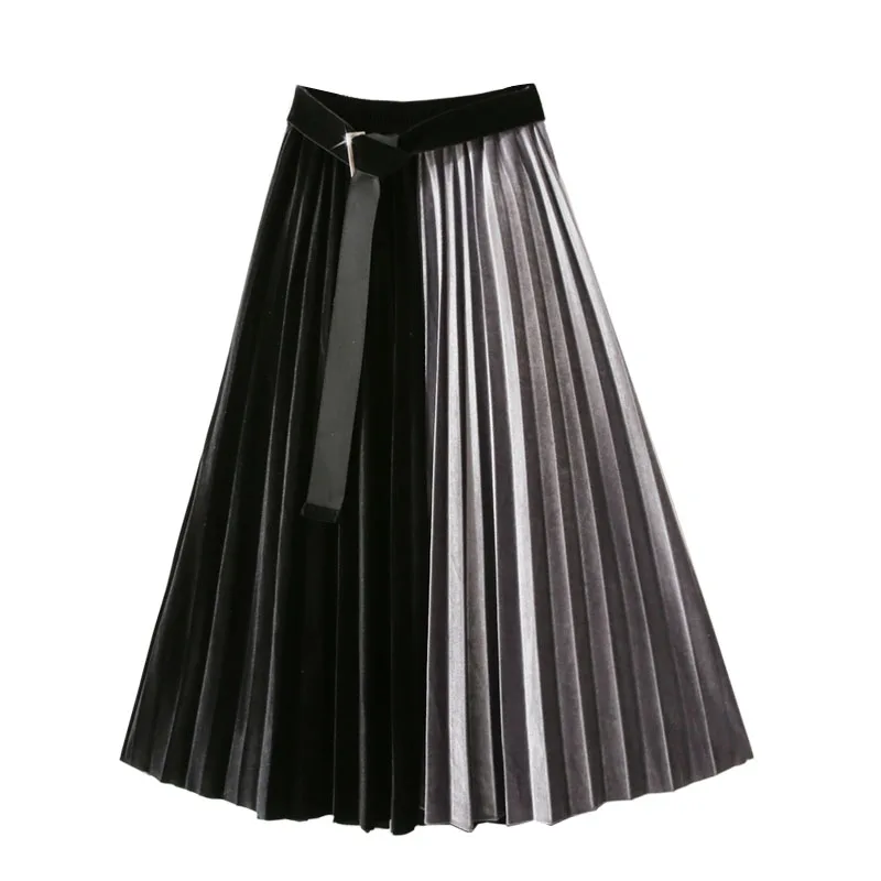 

Asymmetrical Women Skirts Autumn Winter High Waist Pleated A-Line Loose Knee-Length Office Lady Elegant Clothing Top Quality