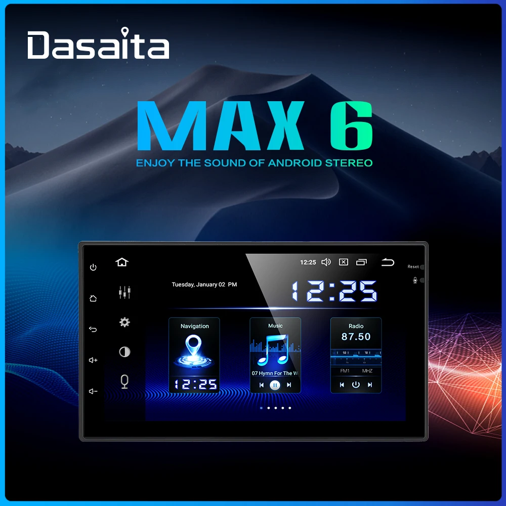 Dasaita " дисплей радио автомобиля Android 9,0 Универсальный 2 Din HDMI gps навигатор 1024*600 64 Гб rom