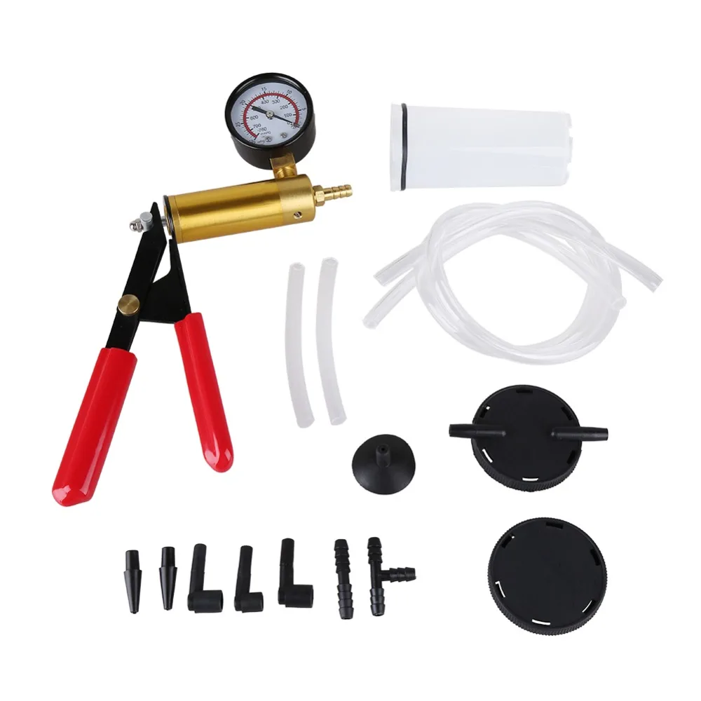 Multi-functional Hand Held Brake Bleeder Tester with Gauge Adapter Connector Set Bleed Kit Vacuum Pump Car Motorbike Bleeding |