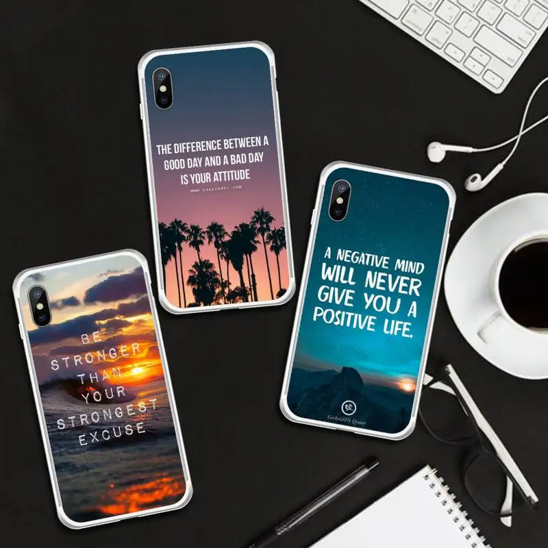 

Word phrase inspirational Phone Case Transparent for iPhone 6 7 8 11 12 s mini pro X XS XR MAX Plus cover funda shell