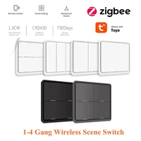1 4gang zigbee wireless scene smart switch push button battery powered for tuya smart life app renmote control gateway required