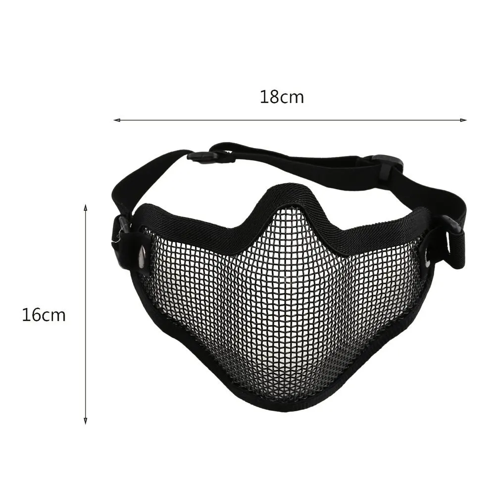 

Half Lower Face Ears Coverage Metal Steel Net Mesh Tactical Protective Airsoft Mask for War Game Paintball Hunting