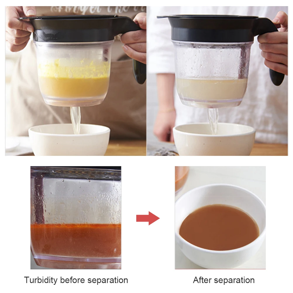 

Fat Separator Kitchen Oil Filter Gravy Fat Separator with Easy Bottom Release Transparent