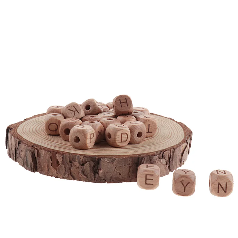 500 Uds letras de madera para beb&eacute;s cuentas de madera de haya beb&eacute; mordedor de madera de grado alimenticio para dientes juguetes de madera sin BPA-3