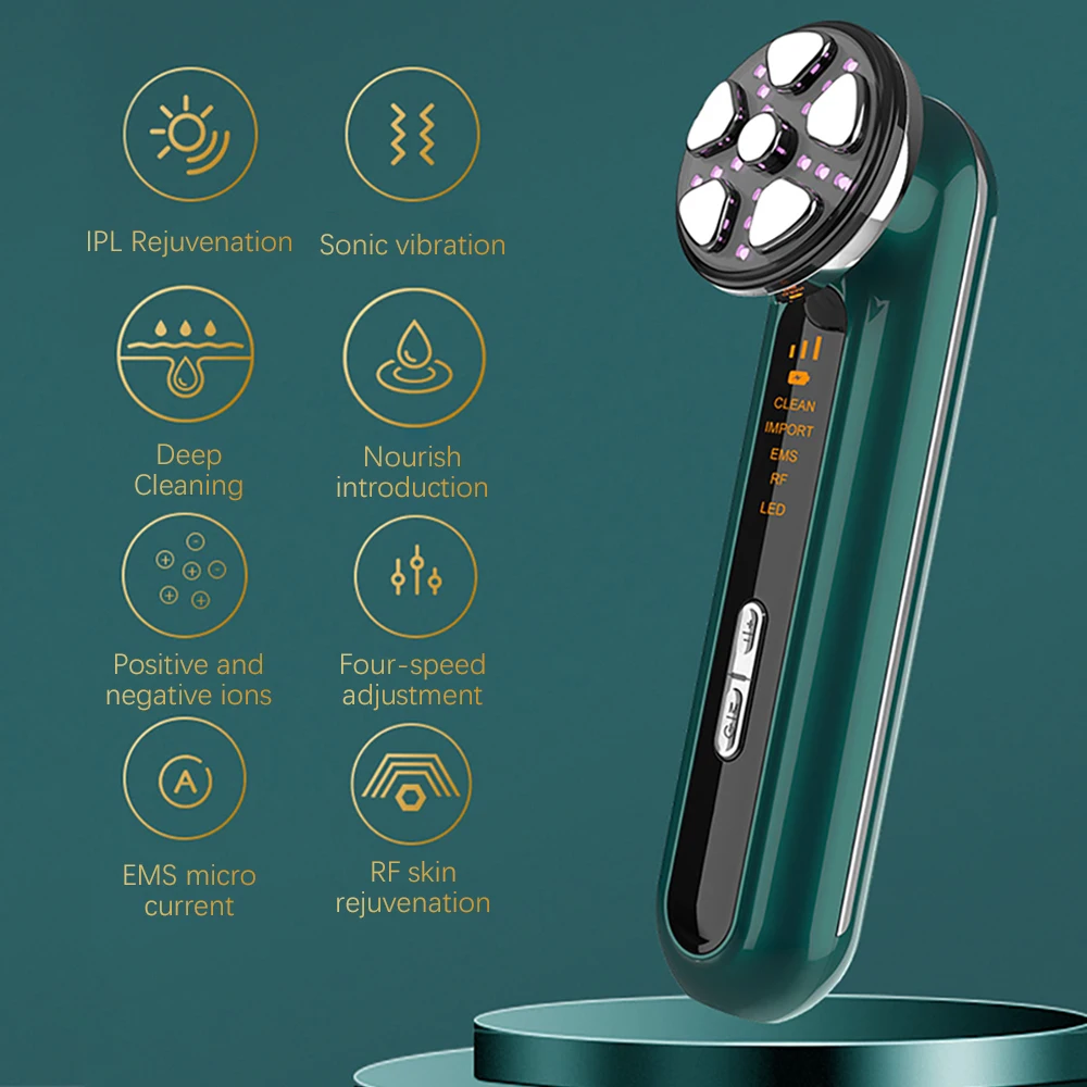 

RF Color Light Skin Rejuvenation EMS Facial Massager IPL Frequency Beauty Instrument Micro Current Sonic Vibration Wrinkle Remov