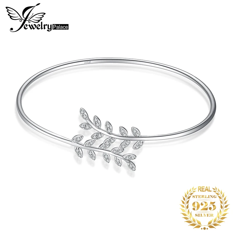 JewelryPalace листьев 1.2ct кубический цирконий Регулируемый Браслет манжета 925