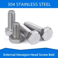 304 stainless steel external hexagon screw bolt outer hex screws with full thread fasteners m10 m12