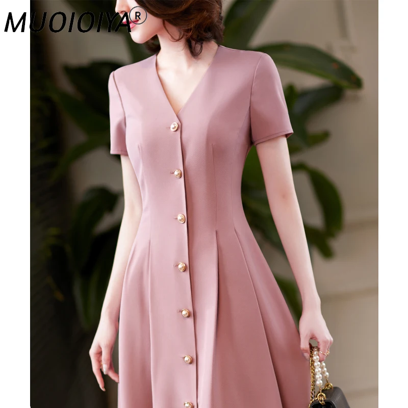 

Женское офисное платье миди с V-образным вырезом